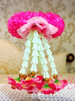 พวงมาลัยผ้า - พวงมาลัยดอกมัม ประดิษฐ์ - พวงมาลัยถวายศาลพระภูมิ - Fabric Garland