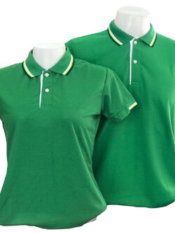 เสื้อโปโลสีเขียวเข้ม แขนจั๊มครึ่ง