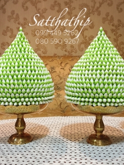 พานพุ่มดอกบัวประดิษฐ์ [9 นิ้ว 6,500 บาท/คู่]