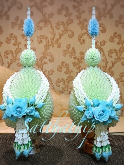 พานพุ่ม - พานพุ่มสักการะ - พานพุ่มดอกรัก - พานพุ่มดอกรักประดิษฐ์ (พลาสติก) - พานพุ่มสีขาว - Panpum