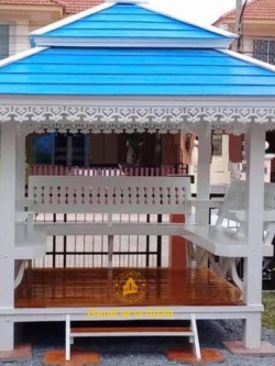 ( รหัส B3 ) ศาลา ไม้สัก พิงสัปรด คาฟ้าอ่อน2ชั้น หลังสัปรด / ขนาด 2.00x2.00x3.00 เมตร