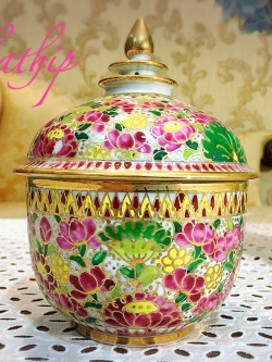 [สินค้าหมด-sold out***] โกศอัฐิ เบญจรงค์ - โถ เบญจรงค์ - โถบรรจุอัฐิ