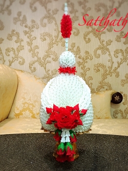 พานพุ่ม - พานพุ่มสักการะ - พานพุ่มดอกรัก - พานพุ่มดอกรักประดิษฐ์ (พลาสติก) - พานพุ่มสีขาว - Panpum