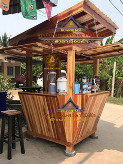 ( รหัส F3-ไม้สะเดา.) ซุ้มเค้เตอร์ ไม้สัก สีเงา คาตาล / ขนาด 1.20x1.50x2.50 เมตร