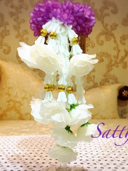 พวงมาลัยผ้า - พวงมาลัยดอกมัม ประดิษฐ์ - พวงมาลัยถวายศาลพระภูมิ - Fabric Garland