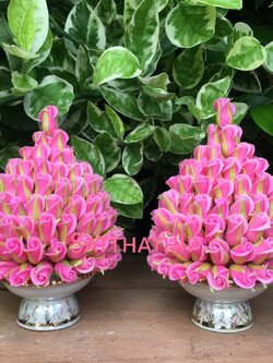 พานพุ่มดอกกุหลาบ ประดิษฐ์จากดิน [4 นิ้ว 1,200 บาท/คู่]