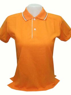 เสื้อโปโลหญิงสีส้ม ปกสีส้ม