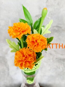 กรวยดอกดาวเรืองสีส้มทอง ประดิษฐ์จากดิน - ดอกดาวเรือง - Marigold