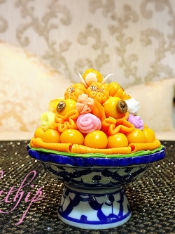 พานโมเดลขนมไทย ประดิษฐ์จากดิน - พานขนมมงคล ประดิษฐ์จากดิน - พานขนมไทย ดินปั้น