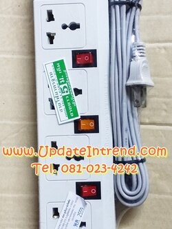 รางปลั๊กไฟ ปลั๊กพ่วง ปลั๊กต่อ ล้อต่อสาย ปลั๊กพ่วงสามตา Power 4ช่อง 4สวิทซ์ สายยาว 5เมตร