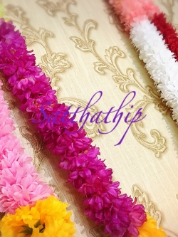 พวงมาลัยเจ็ดสีเจ็ดศอก/พวงมาลัยผ้าสองชาย [ไม่ตัดก้านดอก 380 บาท/เมตร]