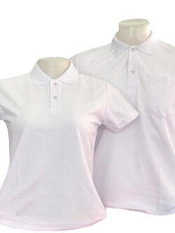 เสื้อโปโลสีขาว ไซส์ S, M, L, XL, 2XL,3XL