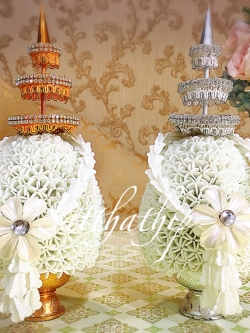 พานพุ่ม - พานพุ่มสักการะ - พานพุ่มดอกรัก - พานพุ่มดอกรักประดิษฐ์ (พลาสติก) - พานพุ่มสีขาว - Panpum