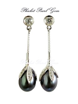 Phuket Pearl Gem Black Elegance Pearl Earrings