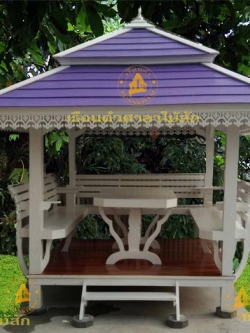 ( รหัส B4 ) ศาลา ไม้สัก สีขาว คาม่วง2ขั้น อโยธยา / ขนาด 2.00x2.00x3.00 เมตร