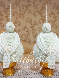 พานพุ่ม - พานพุ่มสักการะ - พานพุ่มดอกรัก - พานพุ่มดอกรักประดิษฐ์ (พลาสติก) - พานพุ่มสีขาว - Panpum