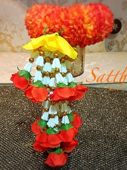 พวงมาลัยผ้า - พวงมาลัยดอกมัม ประดิษฐ์ - พวงมาลัยถวายศาลพระภูมิ - Fabric Garland