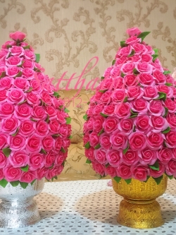 พานพุ่มกุหลาบ ประดิษฐ์จากดิน [8 นิ้ว 5,000 บาท/คู่]