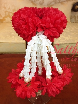 พวงมาลัยผ้า - พวงมาลัยดอกมัม ประดิษฐ์ - พวงมาลัยถวายศาลพระภูมิ - Fabric garland