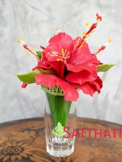 กรวยดอกชบา ประดิษฐ์จากดิน