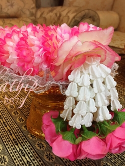 พวงมาลัยผ้า ดอกมัม สีชมพูผสม - พวงมาลัยผ้า - Fabric garland