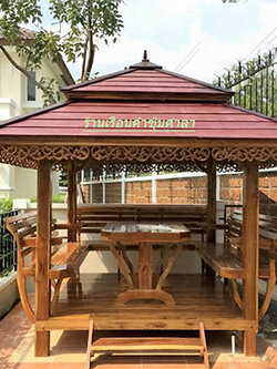 ( รหัส A4 ) ศาลา ไม้สัก สีเงา ทรงอโยธยา / ขนาด 2.00x2.00x3.00 เมตร