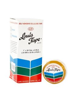 Louis Tape เทปใส 1 นิ้วx36 หลา แกน 1 นิ้ว (แพ็ก 6 ม้วน)