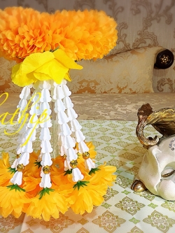 พวงมาลัยผ้า - พวงมาลัยดอกมัม ประดิษฐ์ - พวงมาลัยถวายศาลพระภูมิ - Fabric Garland