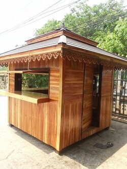 ( รหัส F1-ไม้สะเดา.) ซุ้มเค้าเตอร์ ไม้สะเดา สีเงา คาขาว / ขนาด 2.20 x 2.20 x 3.50 เมตร