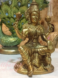 พระแม่ลักษมี ปางคชลักษมี (ทองเหลือง) ผลิตและนำเข้าจากอินเดีย - Lakshmi Devi