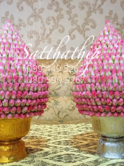 พานพุ่มกุหลาบ ประดิษฐ์จากดิน [7 นิ้ว 3,500 บาท/คู่]