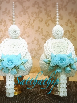 พานพุ่ม - พานพุ่มสักการะ - พานพุ่มดอกรัก - พานพุ่มดอกรักประดิษฐ์ (พลาสติก) - พานพุ่มสีขาว - Panpum