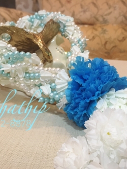 พวงมาลัยมุกผสมดอกรัก พลาสติก- Pearl Garland