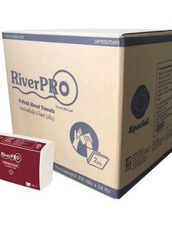 กระดาษเช็ดมือ V-Fold ริเวอร์โปร์ 2 ชั้น 300 แผ่น x 24 ห่อ/ลัง