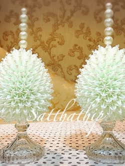 พานพุ่ม - พานพุ่มสักการะ - พานพุ่มดอกรัก - พานพุ่มดอกรักประดิษฐ์ (พลาสติก) - พานพุ่มสีขาว - Panpum