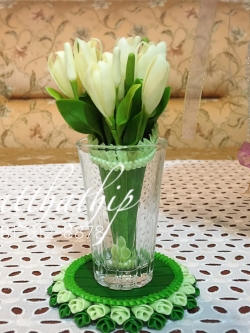 ชุดกรวยดอกจำปี พร้อมถาดใบตอง ประดิษฐ์จากดิน - White Champaka