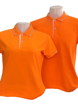 เสื้อโปโลสีส้ม แขนจั๊มครึ่ง เสื้ิอยืดคอปกสีส้ม พร้อมส่ง