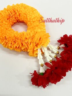 พวงมาลัยผ้า - พวงมาลัยดอกดาวเรืองผ้า - พวงมาลัยดอกดาวเรือง ประดิษฐ์ - พวงมาลัยถวายศาลพระภูมิ