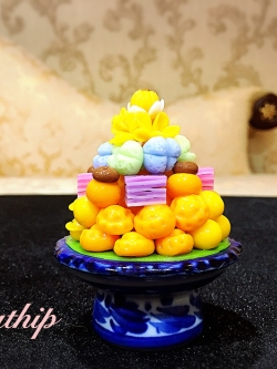 พานโมเดลขนมไทย ประดิษฐ์จากดิน - พานขนมมงคล ประดิษฐ์จากดิน - พานขนมไทย ดินปั้น