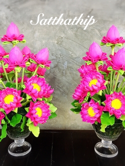 พานพุ่มดอกบัวประดิษฐ์ [9 นิ้ว - 5,000 บาท/คู่]