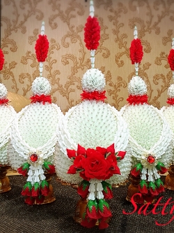 ชุดพานพุ่ม - ชุดพานพุ่มสักการะ - ชุดพานพุ่มดอกรัก - ชุดพานพุ่มดอกรักประดิษฐ์ (พลาสติก) - ชุดพานพุ่มสีขาว - Panpum