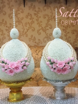 พานพุ่ม - พานพุ่มสักการะ - พานพุ่มดอกรัก - พานพุ่มดอกรักประดิษฐ์ (พลาสติก) - พานพุ่มสีขาว - Panpum