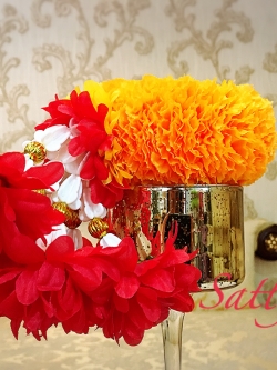 พวงมาลัยผ้า - พวงมาลัยดอกดาวเรือง ประดิษฐ์ - พวงมาลัยถวายศาลพระภูมิ - Fabric Garland