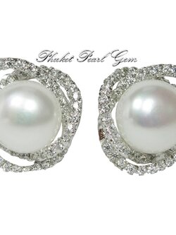 Phuket Pearl Gem Elegance Earrings ต่างหูไข่มุกแท้ สวยหรู