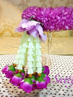 พวงมาลัยผ้า - พวงมาลัยดอกมัม ประดิษฐ์ - พวงมาลัยถวายศาลพระภูมิ - Fabric garland