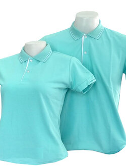 เสื้อโปโลสีเขียวมิ้นท์ แขนจั๊มครึ่ง ราคาส่ง 3 ตัวขึ้นไป