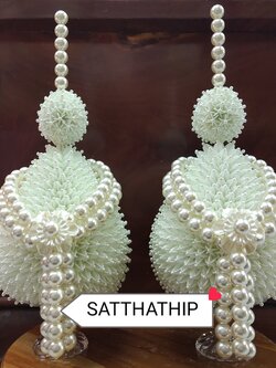 พานพุ่ม - พานพุ่มสักการะ - พานพุ่มดอกรัก - พานพุ่มดอกรักประดิษฐ์ (พลาสติก) - พานพุ่มสีขาว - Panpum