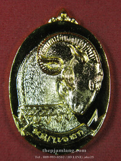 เหรียญพญาแพะ(3) เอฬกโชค พระอาจารย์ต๋อง วัดพุตะเคียน กาญจนบุรี เนื้อกะไหล่ทอง ปี 2558