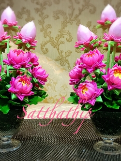 พานพุ่มดอกบัวประดิษฐ์ [9 นิ้ว - 5,000 บาท/คู่]