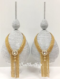 พานพุ่ม - พานพุ่มสักการะ - พานพุ่มเงินทอง - พานพุ่มนพเก้า [10 นิ้ว/ 6,500บาท/คู่]